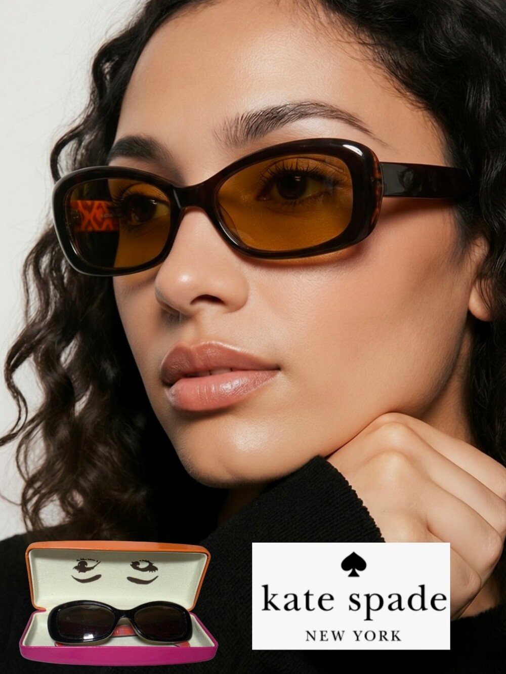KATE SPADE Women’s Black Sunglasses with Pink Case. EXCELLENT